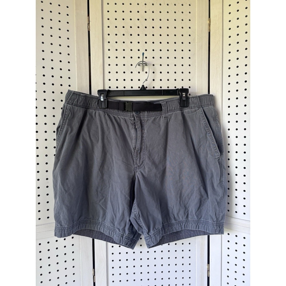 Duluth Trading Men's Shorts XL Standard Fit Blue Chino Belt Elastic Waist Cotton